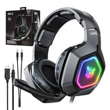 ONIKUMA K10 - Casque gaming filaire 50 mm avec micro antibruit et coussinets mémoire de forme (noir) : géométrique