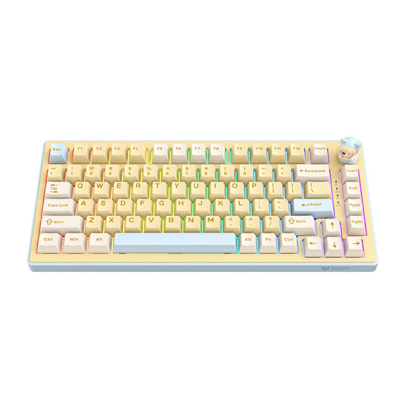 ONIKUMA MT707 - Clavier gaming 81 touches hot-swap avec molette multimédia, jaune - visuel 1