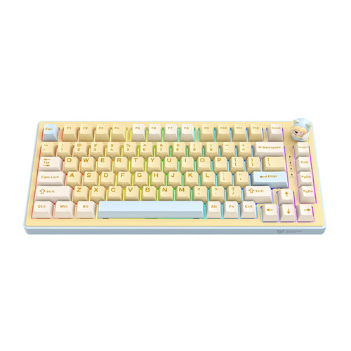 ONIKUMA MT707 - Clavier gaming 81 touches hot-swap avec molette multimédia, jaune - visuel 1