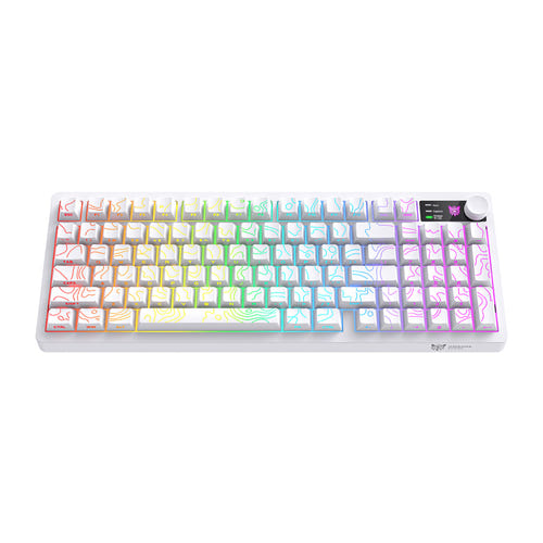 ONIKUMA MT902 - Clavier gaming sans fil 95 touches RGB, blanc : setup clair