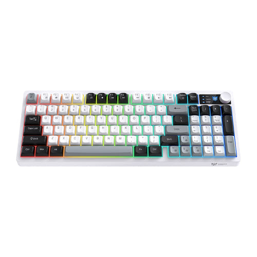 ONIKUMA MT902 - Clavier gaming sans fil 95 touches RGB, noir et blanc