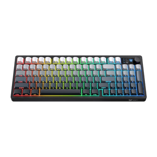 ONIKUMA MT902 - Clavier gaming sans fil 95 touches RGB, dégradé noir et blanc