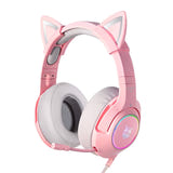 ONIKUMA K9 - Casque gaming RGB oreilles de chat amovibles, rose (vue 1)
