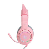 ONIKUMA K9 - Casque gaming RGB oreilles de chat amovibles, rose : éclairage RGB K9