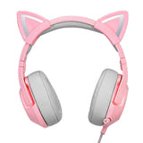 ONIKUMA K9 - Casque gaming RGB oreilles de chat amovibles, rose (vue 3)