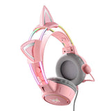 ONIKUMA X15 PRO - Casque gaming rose oreilles de chat amovibles : coussinets similicuir rose