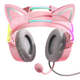 ONIKUMA X15 PRO - Casque gaming rose oreilles de chat amovibles : micro détachable rose