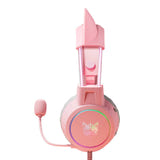 ONIKUMA X15 PRO - Casque gaming rose oreilles de chat amovibles : télécommande câble volume