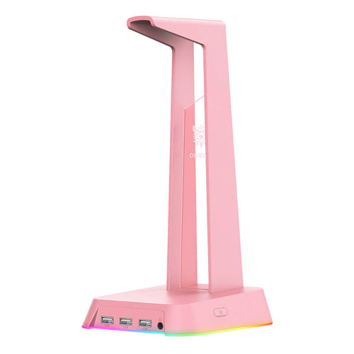 ONIKUMA ST-2 - Support casque RGB 3 ports USB 2.0, rose - visuel 1