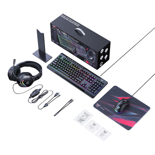 ONIKUMA TZ5008 - Pack gaming 5 en 1 : clavier, souris, casque, tapis et support : cinq éléments