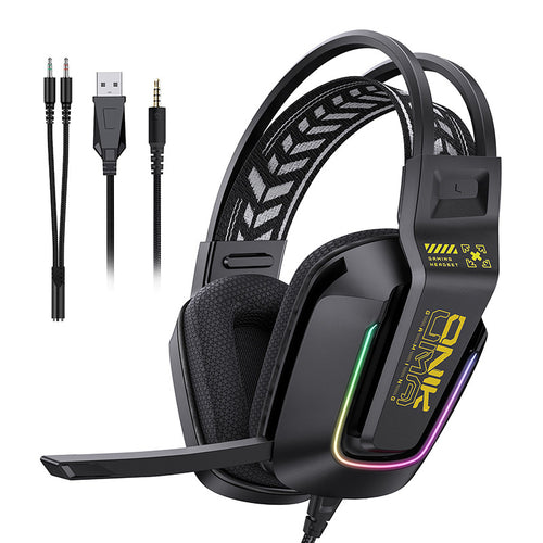 ONIKUMA X13 - Casque gaming filaire USB et jack 3,5 mm, haut-parleurs 50 mm RGB (noir)