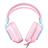 ONIKUMA X13 - Casque gaming filaire RGB avec micro orientable (rose) : arceau rose lumineux