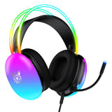 ONIKUMA X25 - Casque gaming filaire mousse à mémoire de forme, noir : micro flexible lumineux