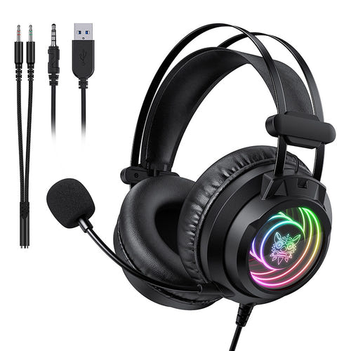 ONIKUMA X80 - Casque gaming filaire RGB effet miroir, micro antibruit