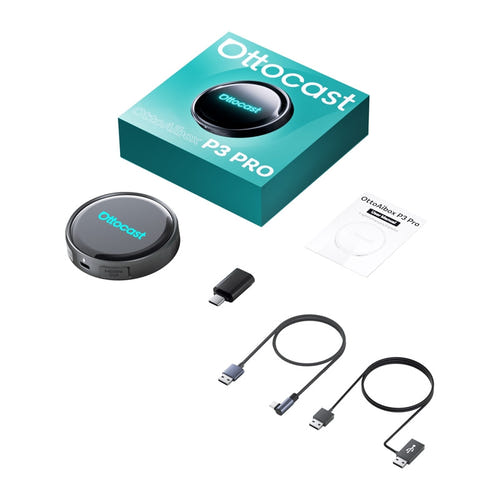 Ottocast OttoAiBox P3 Pro - Boîtier multimédia Android 13 avec Cloud SIM 4G et sortie HDMI : câbles fournis