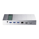 Peladn G2E - Station d'accueil Thunderbolt 5 à 13 ports, charge 140 W, argent : bandeau lumineux RGB