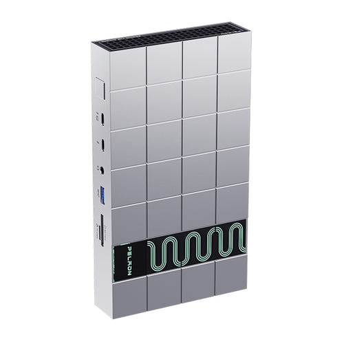 Peladn G2E - Station d'accueil Thunderbolt 5 à 13 ports, charge 140 W, argent : face avant lecteur cartes