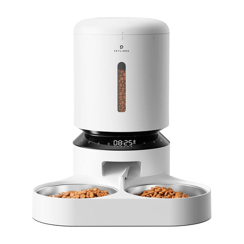 Petlibro Granary PL-AF006-33W 5 L - Distributeur double gamelle blanc : 5 L blanc gamelles inox 304