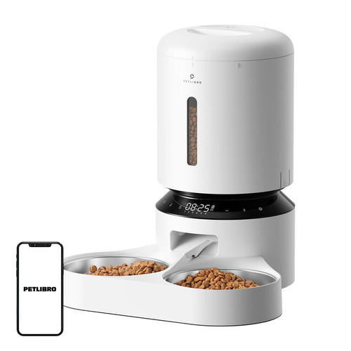 Petlibro Granary PL-AF006-33W 5 L - Distributeur double gamelle blanc : 5 L double gamelle blanc