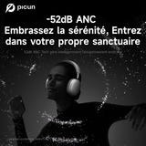 Picun F8 Pro - casque Bluetooth à réduction de bruit -52 dB, suivi de tête et audio spatial 3D, rose : application picun