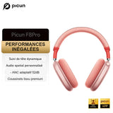 Picun F8 Pro - casque Bluetooth à réduction de bruit -52 dB, suivi de tête et audio spatial 3D, rose : ANC rose
