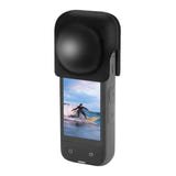 Puluz - Cache d'objectif en silicone PU980B pour Insta360 X4 / X5 (noir) : sur caméra