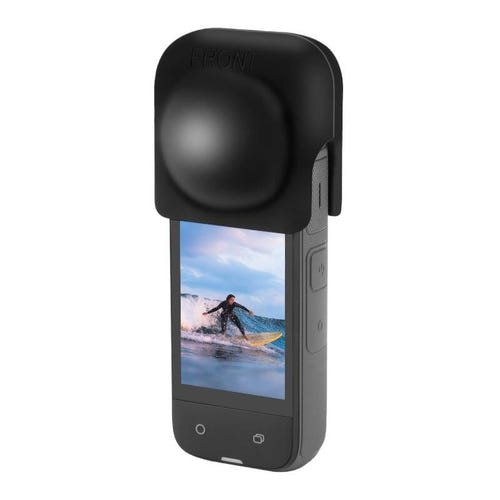 Puluz - Cache d'objectif en silicone PU980B pour Insta360 X4 / X5 (noir) : sur caméra