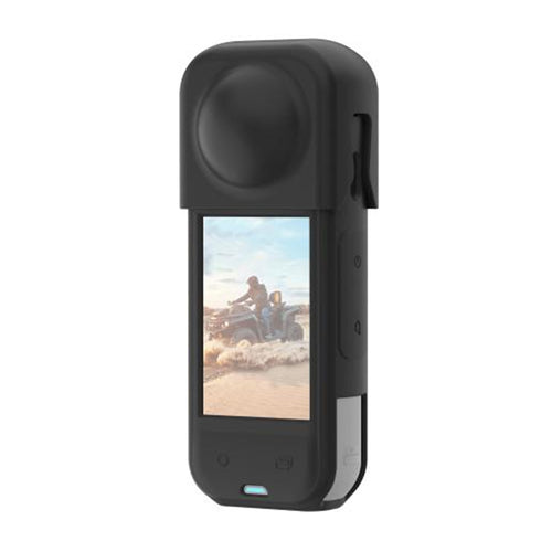 Puluz - Coque en silicone PU757B avec cache d'objectif pour Insta360 X5 (noir)