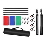 Puluz - Kit support de fond de studio PKT5205 2 × 3 m avec 3 fonds en tissu (vert, rouge, bleu) : trépieds métal détail