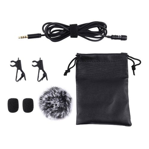 Puluz - Micro-cravate filaire PU424 jack 3,5 mm (câble 1,5 m) : pochette accessoires