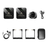 Puluz - Micro-cravate sans fil 1 TX + 1 RX (jack 3,5 mm, Bluetooth) : câbles fournis