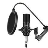 Puluz - Microphone studio à condensateur PU612B (kit avec filtre anti-pop et carte son USB) : complet accessoires