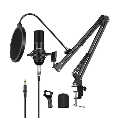 Puluz - Microphone studio à condensateur PU612B (kit avec filtre anti-pop et carte son USB) : micro pu612b studio