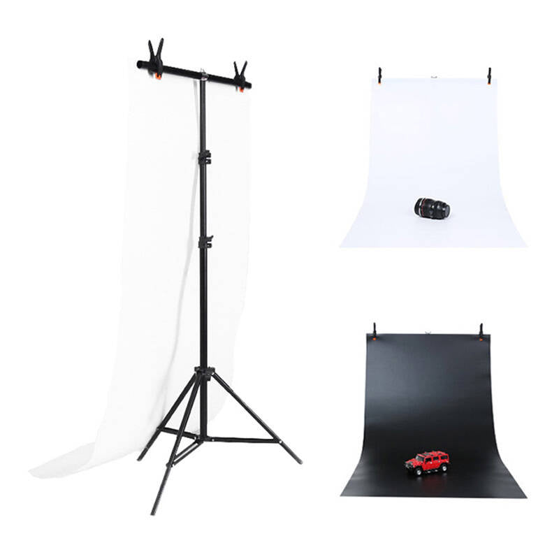 Puluz - Support de fond de studio DCA0976 70 × 200 cm avec 2 fonds (blanc, noir) - visuel 1