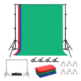Puluz - Support de fond de studio PKT5204 2 × 2 m avec 3 fonds en tissu (vert, rouge, bleu) : monté