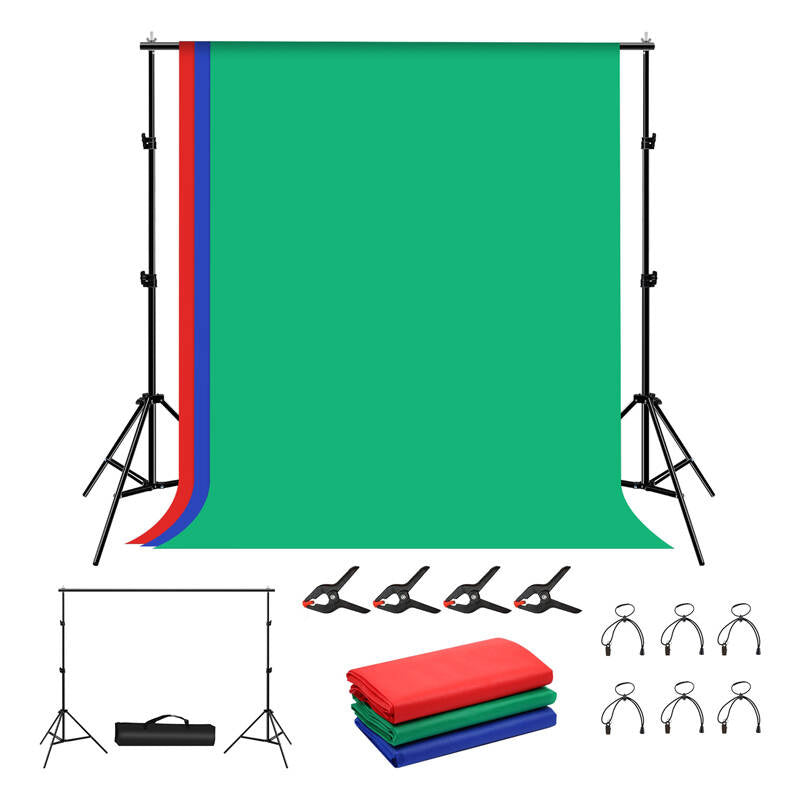 Puluz - Support de fond de studio PKT5204 2 × 2 m avec 3 fonds en tissu (vert, rouge, bleu) - visuel 1