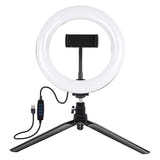 Puluz - Trépied avec anneau lumineux LED 20 cm PKT3073B pour vlog : pince téléphone détail