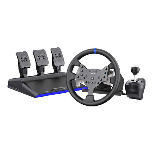 PXN V99 - Volant de simulation 900 degrés, pédalier 3 pédales et boîte 6+R : ensemble