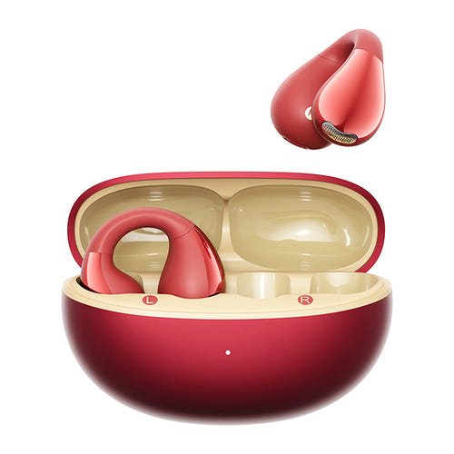 QCY Crossky Clip C30S - Écouteurs à oreille ouverte à clip (rouge) : boîtier de charge