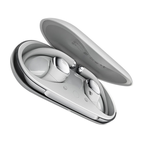 QCY Crossky R70 - Écouteurs à oreille ouverte sans fil (gris) : boîtier de charge