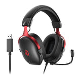 QCY Heroad VN200 - casque gaming filaire 7.1, noir et rouge : USB PC PS5 noir rouge