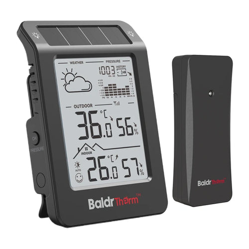 RainPoint B0596WT2H2P-V1 - Station météo à appoint solaire avec capteur extérieur, noire - visuel 1