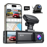 REDTIGER F7N - Caméra embarquée 4K avant et arrière, Wi-Fi 6 et GPS : écran 3,2 pouces application WiFi