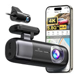 REDTIGER F9 - Caméra embarquée avant 4K et arrière 1080p, Wi-Fi 5 GHz et GPS : application WiFi 5 g
