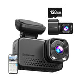 REDTIGER VC70 - dashcam 4K avant et 2.5K arrière, Wi-Fi 6, GPS, carte 128 Go incluse : caméra arrière carte 128 Go téléphone