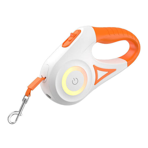 Rojeco - Laisse automatique LED 5 m pour chien (blanche et orange) : 5 m blanche orange