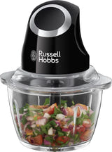 Mini-hachoir Russell Hobbs 24662-56 noir avec légumes dans le bol en verre