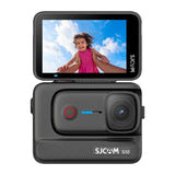 SJCAM S10 noire 128 Go - caméra d'action 4K miniature, fixation magnétique et module Boost Pod : 128 Go écran relevé vue face