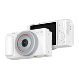 SJCAM ZV200 blanc - appareil photo numérique compact vlog 5K, 80 Mpx, écran IPS orientable 2,8 pouces : vue avant et arrière