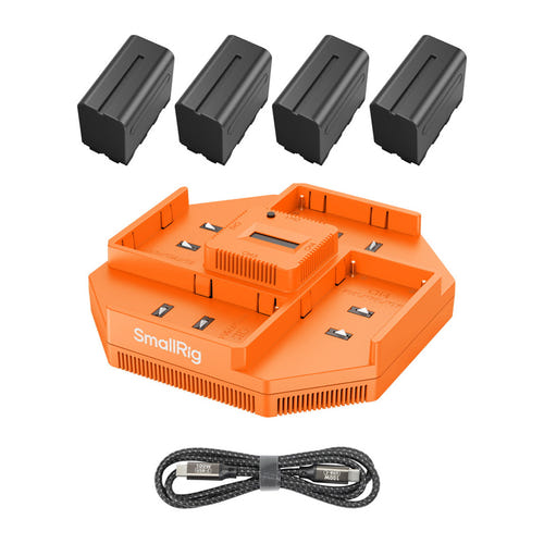 SmallRig 4834 - chargeur NP-F 4 canaux avec 4 batteries NP-F970 : écran OLED
